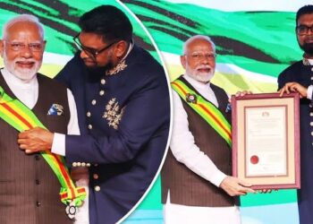 प्रधानमंत्री मोदी गुयाना के सर्वोच्च राष्ट्रीय पुरस्कार ‘द ऑर्डर ऑफ एक्सीलेंस’ से सम्मानित