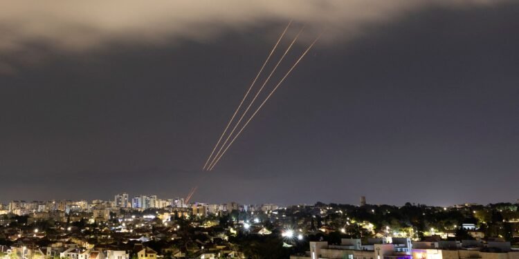 An anti-missile system operates after Iran launched drones and missiles towards Israel, as seen from Ashkelon, Israel April 14, 2024. REUTERS/Amir Cohen TPX IMAGES OF THE DAY