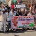 कांग्रेसियों ने लम्भुआ में निकाली पदयात्रा