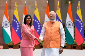 पीएम मोदी और वेनेजुएला की कार्यवाहक राष्ट्रपति डेल्सी रोड्रिगेज के बीच वार्ता